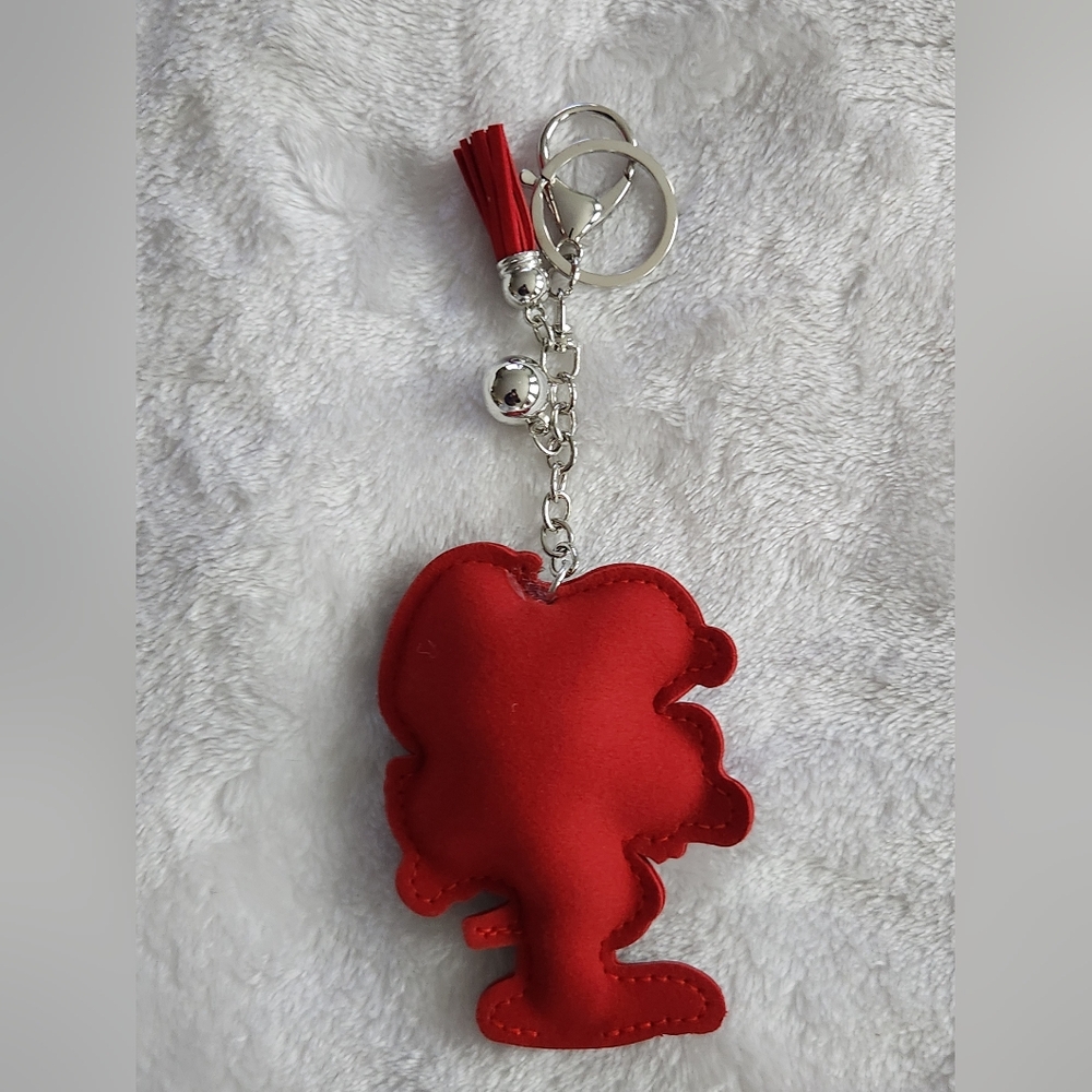 Snoopy Red BowTie Rhinestone Keychain Bag Charm - Picture 2 of 2